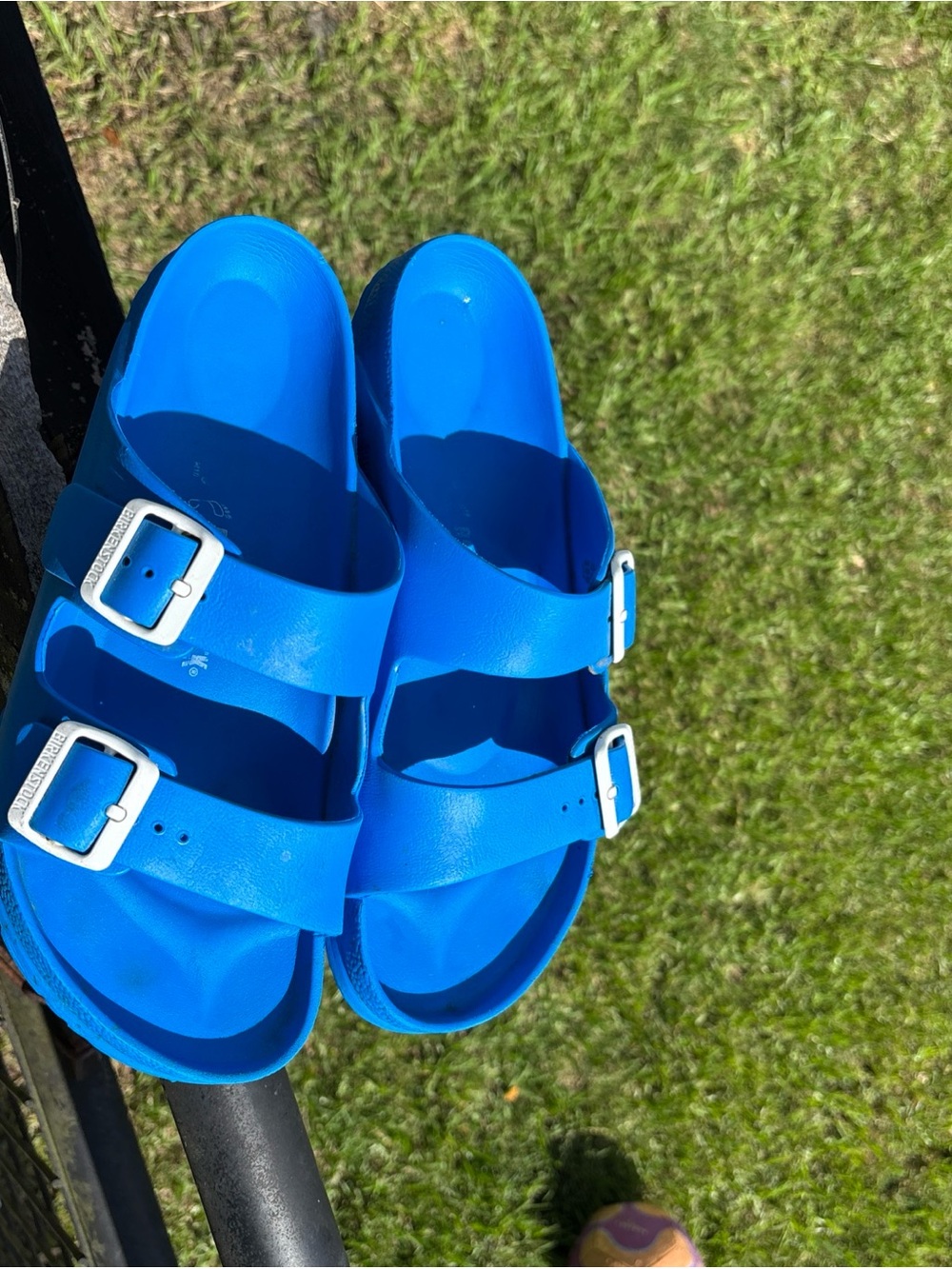 Bright Blue Birkenstocks Double-Buckle Sandals SZ 10 - Picture 2 of 7